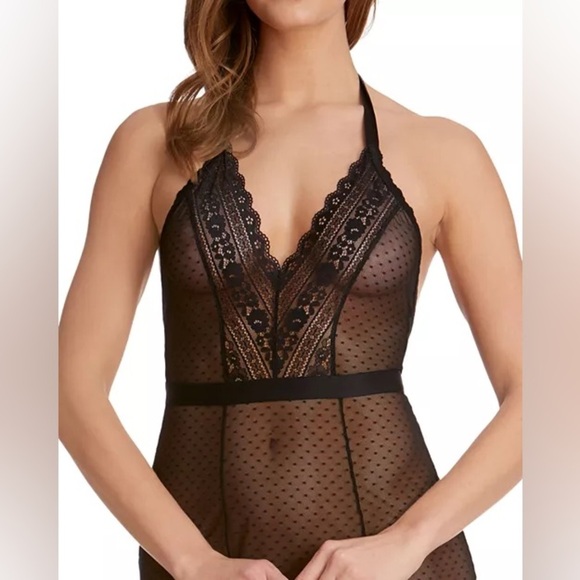 MONIQUE LHUILLIER x HANKY PANKY Rendezvous Black Tulle Sheer Maxi Slip Dress - Picture 3 of 10